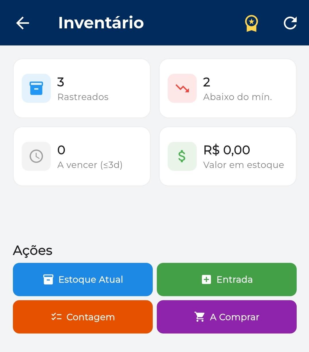 Painel do controle de estoque no KitHub