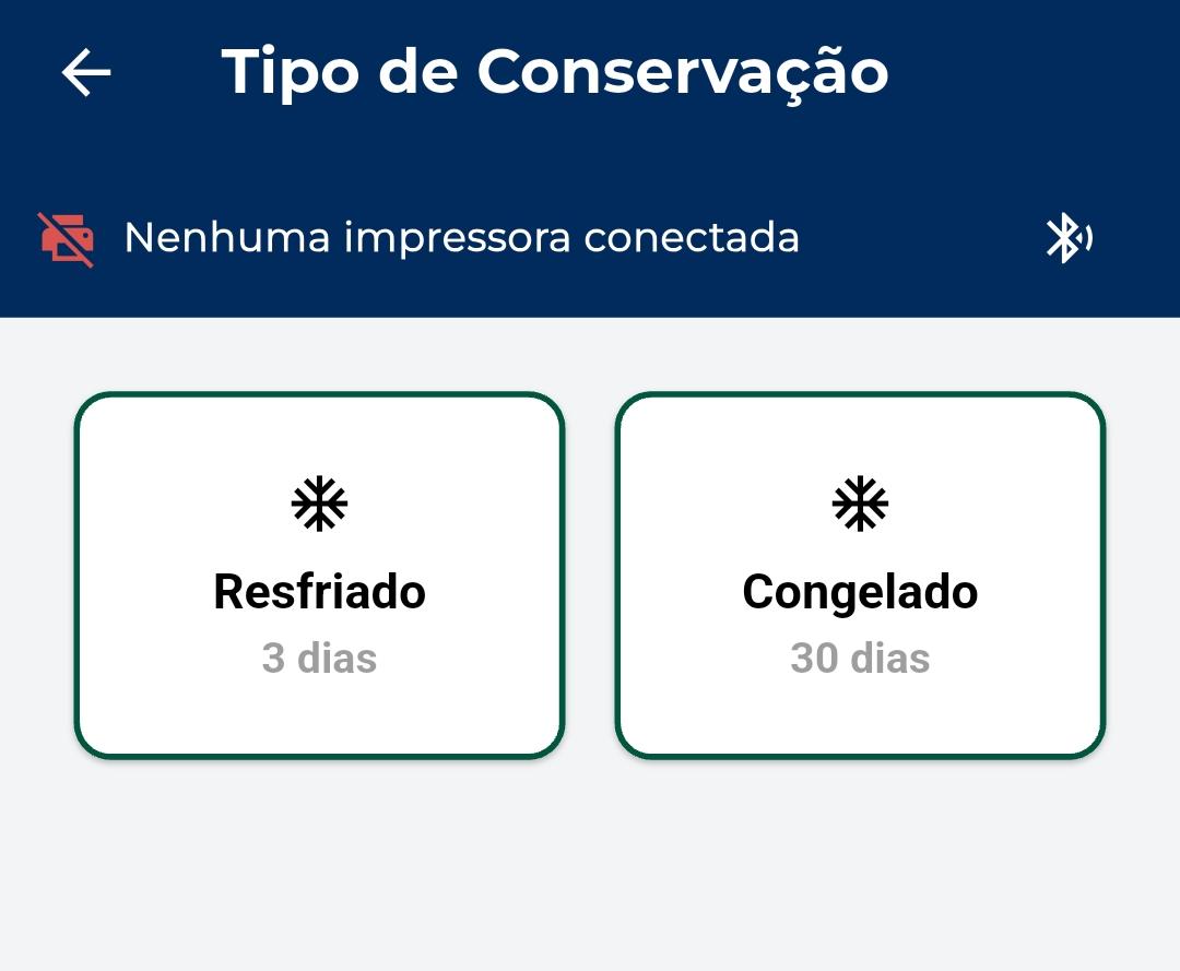 Seleção do tipo de etiqueta no KitHub