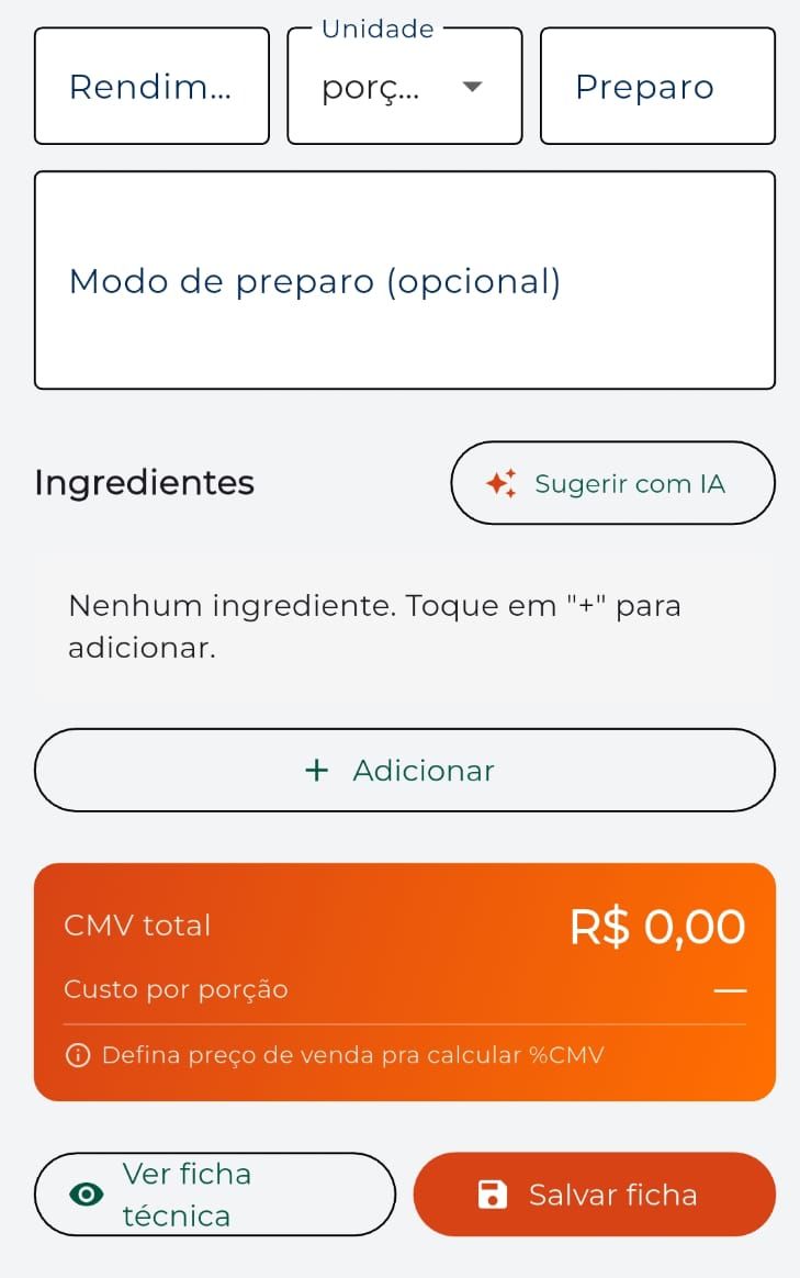 Edição de ficha técnica no KitHub