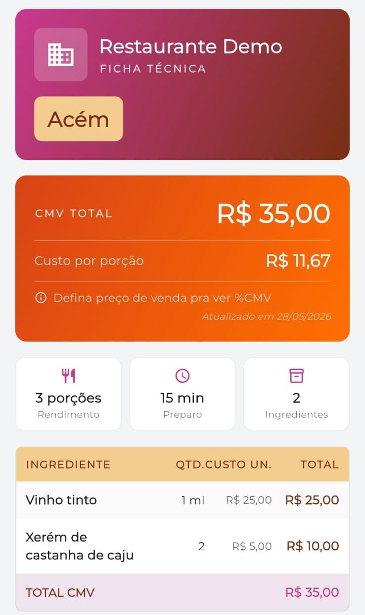 Ficha técnica com custo e CMV no KitHub
