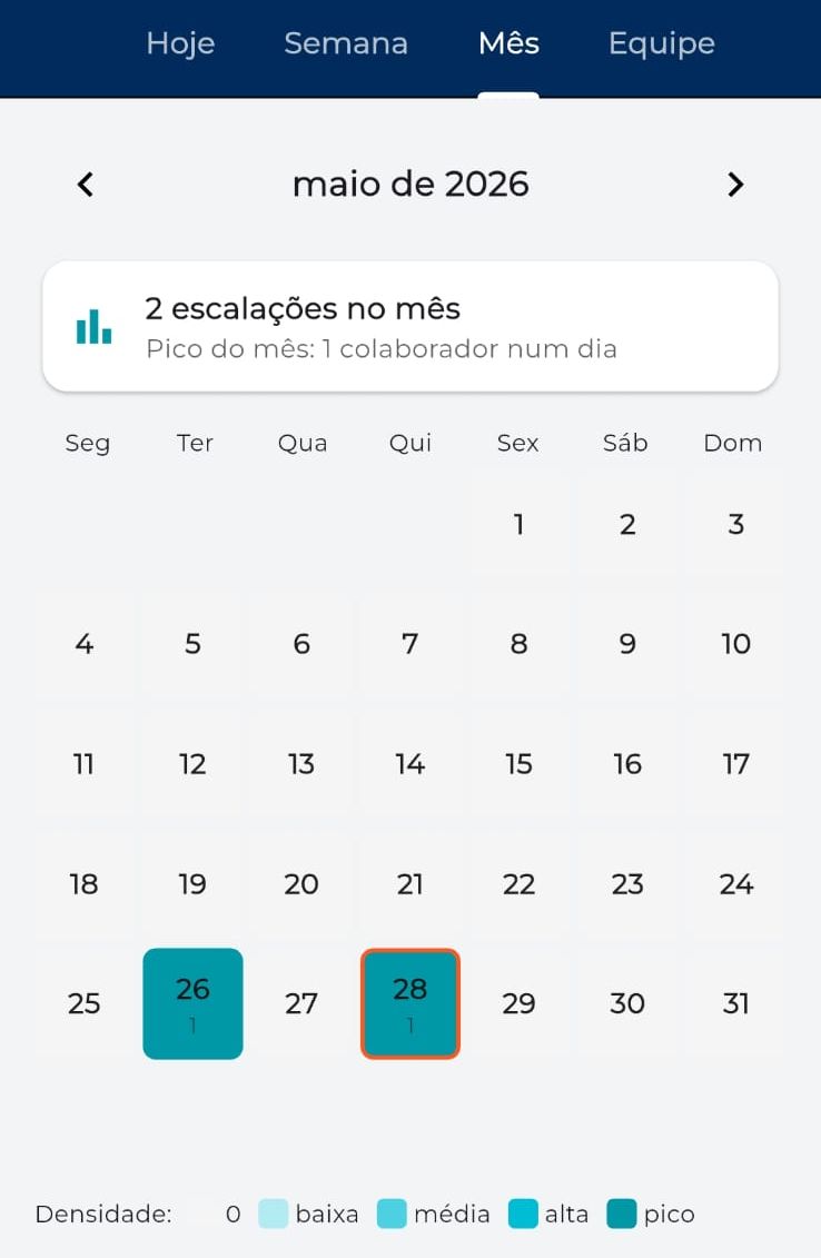 Escala mensal de ponto no app KitHub