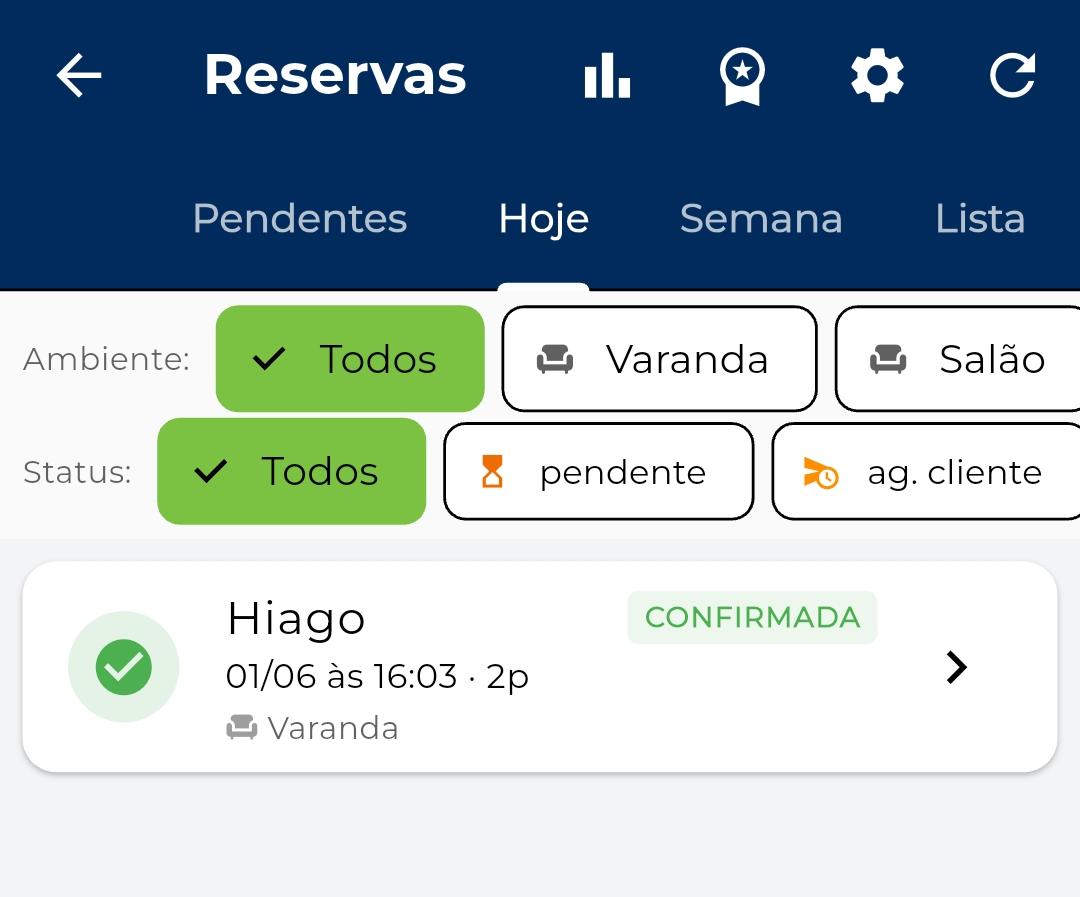 Lista de reservas no app KitHub