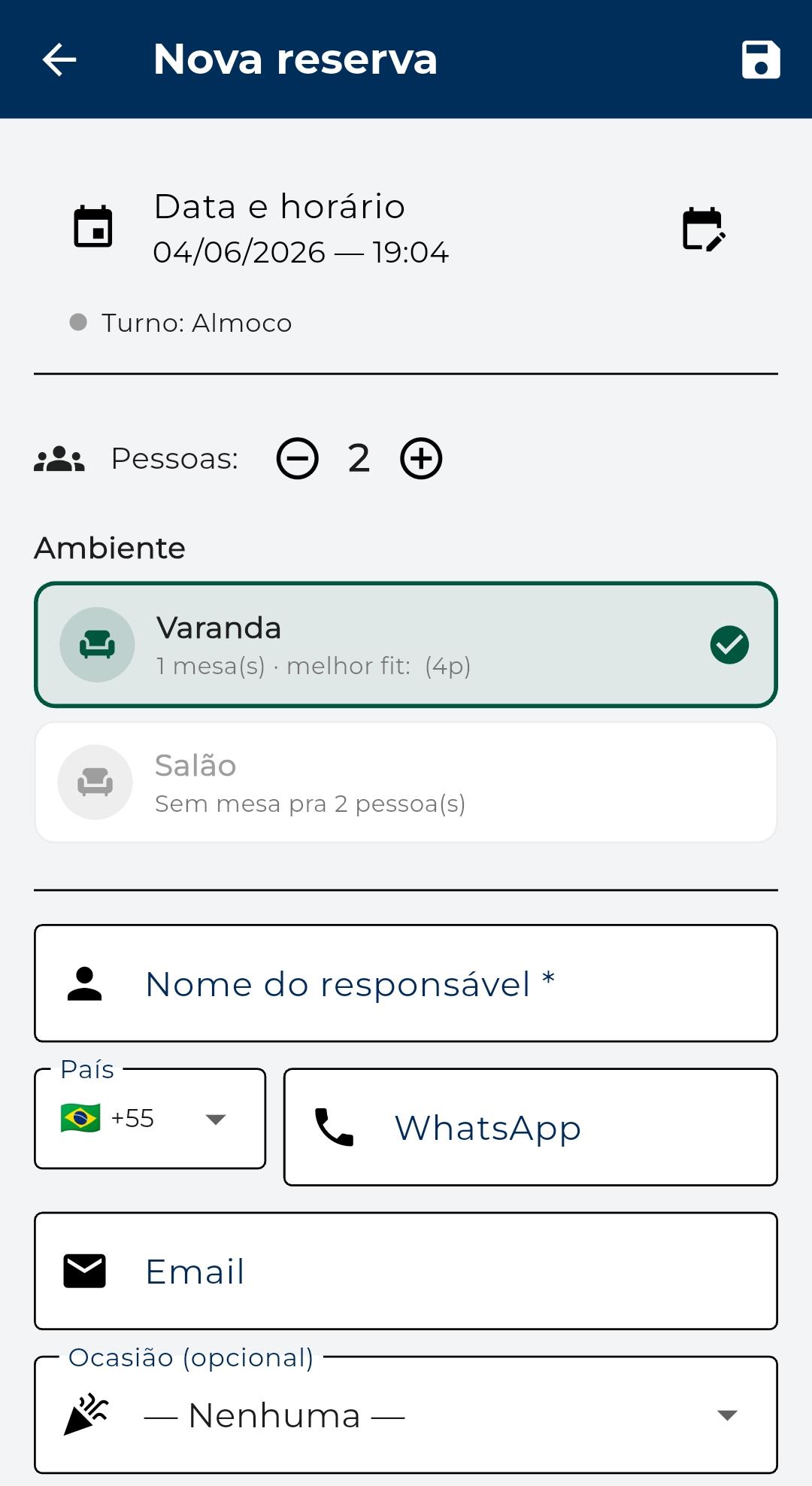 Nova reserva no módulo de reservas do KitHub